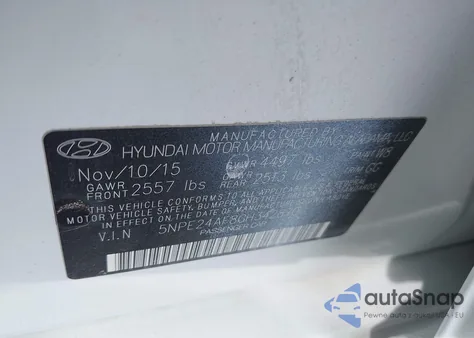 2016 Hyundai Sonata Se from USA, damaged, VIN 5NPE24AF8GH342870